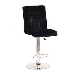 Стілець барний Augusto Bar CH - Base чорний 1011 оксамит, хромировання база з регулюванням висоти сидіння