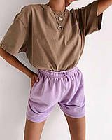 Летние стильные шорты женские из двунитки с необработанным краем