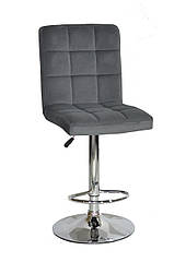 Стілець барний Augusto Bar CH - Base сірий 1004 оксамит, хромировання база з регулюванням висоти сидіння