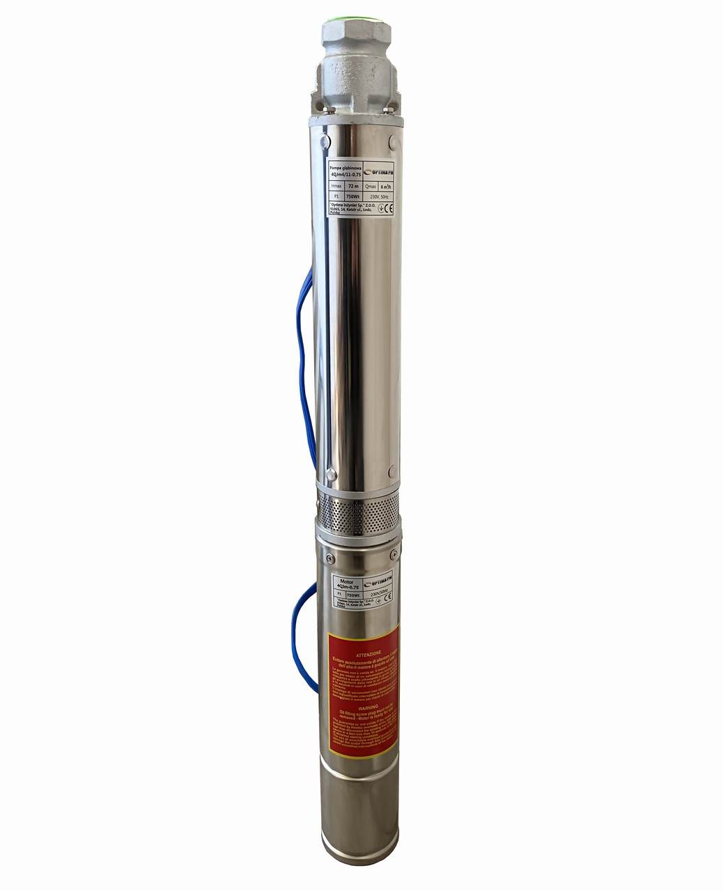 Насос свердловинний з підвищеною устойчевостью до піску OPTIMA PM 4QJm4/11 0.75 кВт 81м + кабель 1.5 м