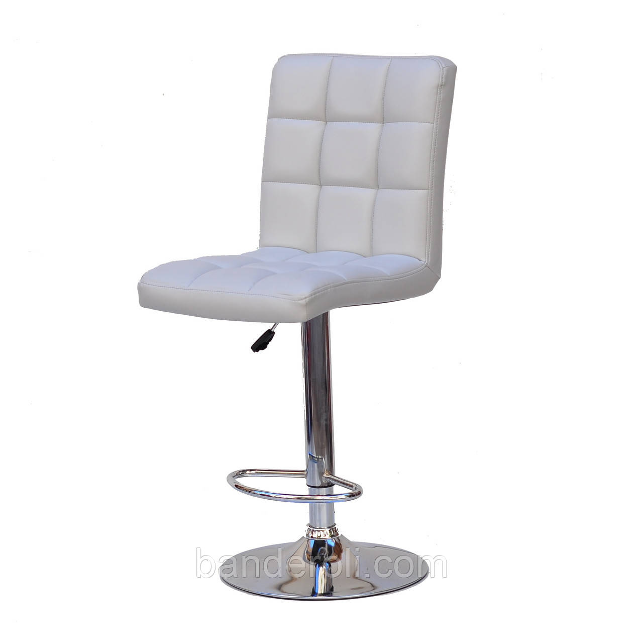 Стілець барний Augusto Bar CH - Base сірий 1008 екошкіра, хромировання база з регулюванням висоти сидіння, фото 1