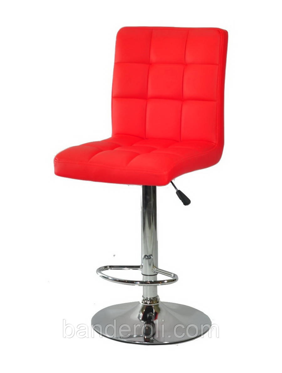 Стілець барний Augusto Bar CH - Base червоний 1007 екошкіра, хромировання база з регулюванням висоти сидіння, фото 1