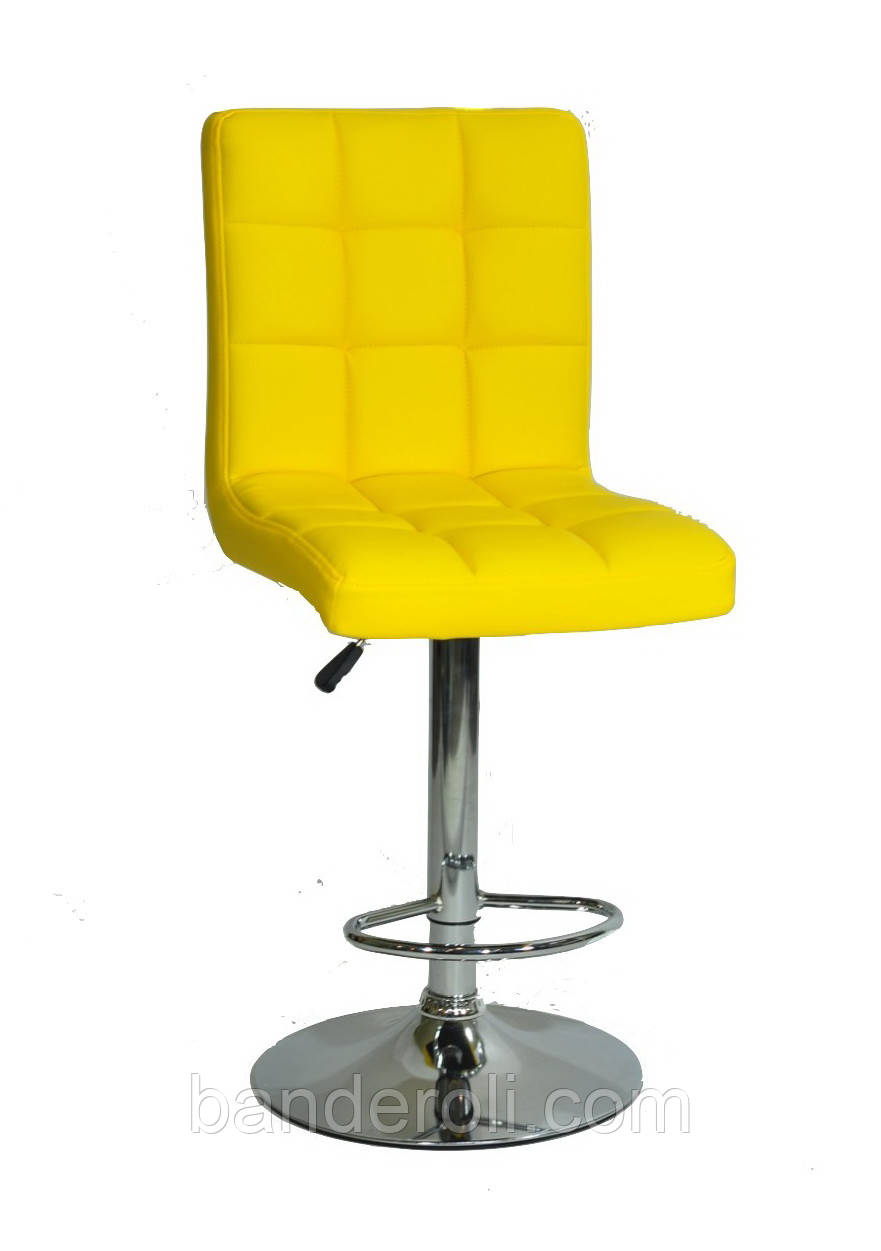 Стілець барний Augusto Bar CH - Base жовтий 1006 екошкіра, хромировання база з регулюванням висоти сидіння, фото 1