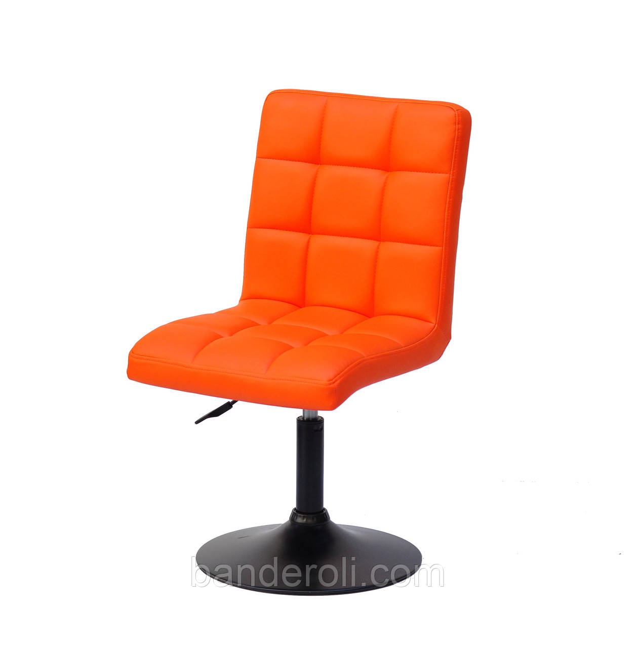 Стілець Augusto BK-Base екокожа оранж 1012 на чорній круглої базі з регулюванням висоти, фото 1