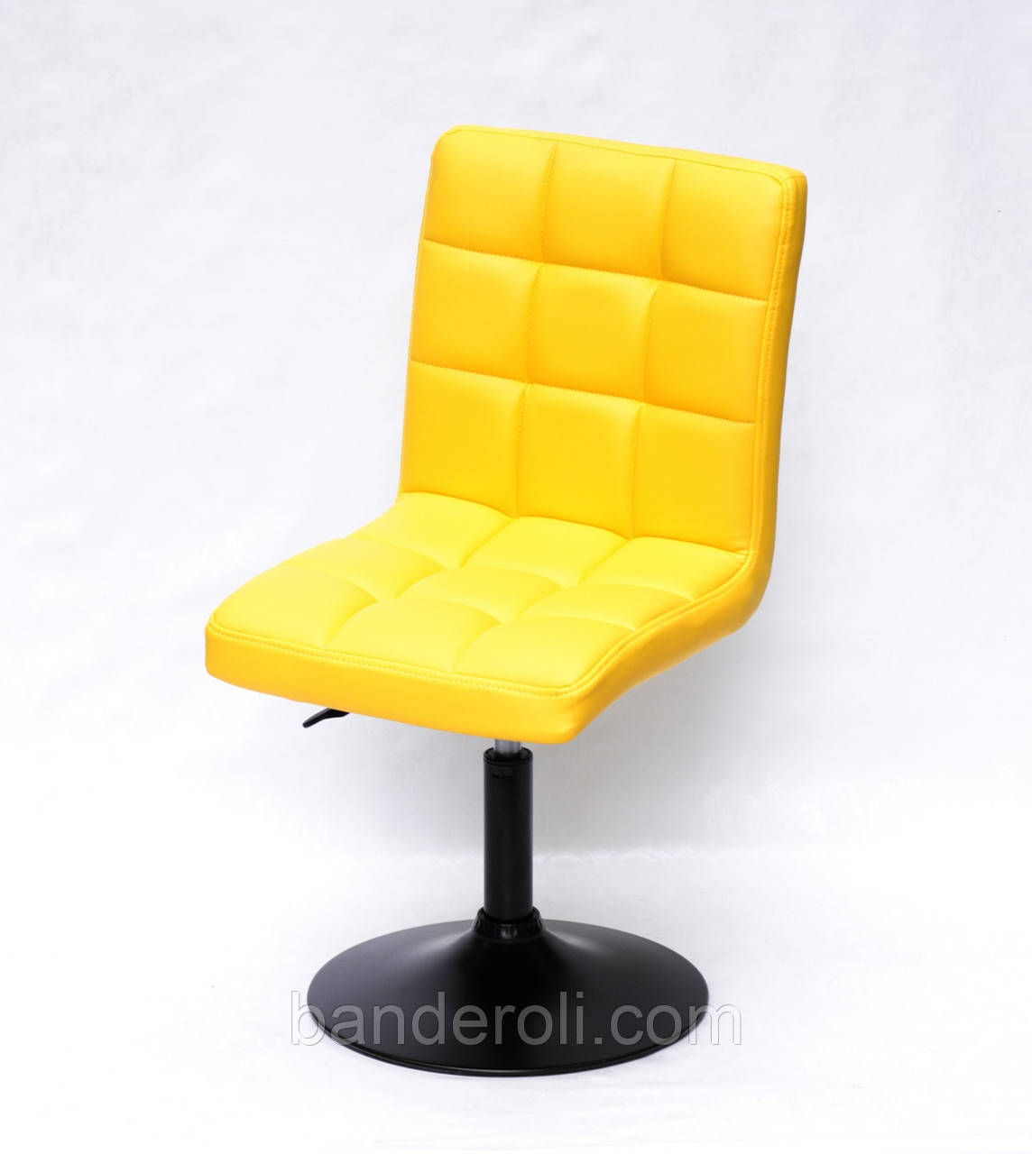Стілець Augusto BK-Base екокожа жовтий 1006 на чорній круглої базі з регулюванням висоти, фото 1