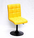 Стілець Augusto BK-Base екокожа жовтий 1006 на чорній круглої базі з регулюванням висоти, фото 4