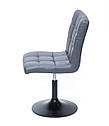 Стілець Augusto BK-Base екокожа сірий 1001 на чорній круглої базі з регулюванням висоти, фото 3
