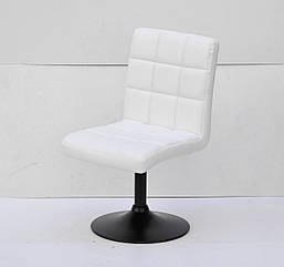 Стілець Augusto BK-Base екокожа білий на чорному круглої базі з регулюванням висоти