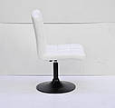 Стілець Augusto BK-Base екокожа білий на чорному круглої базі з регулюванням висоти, фото 3