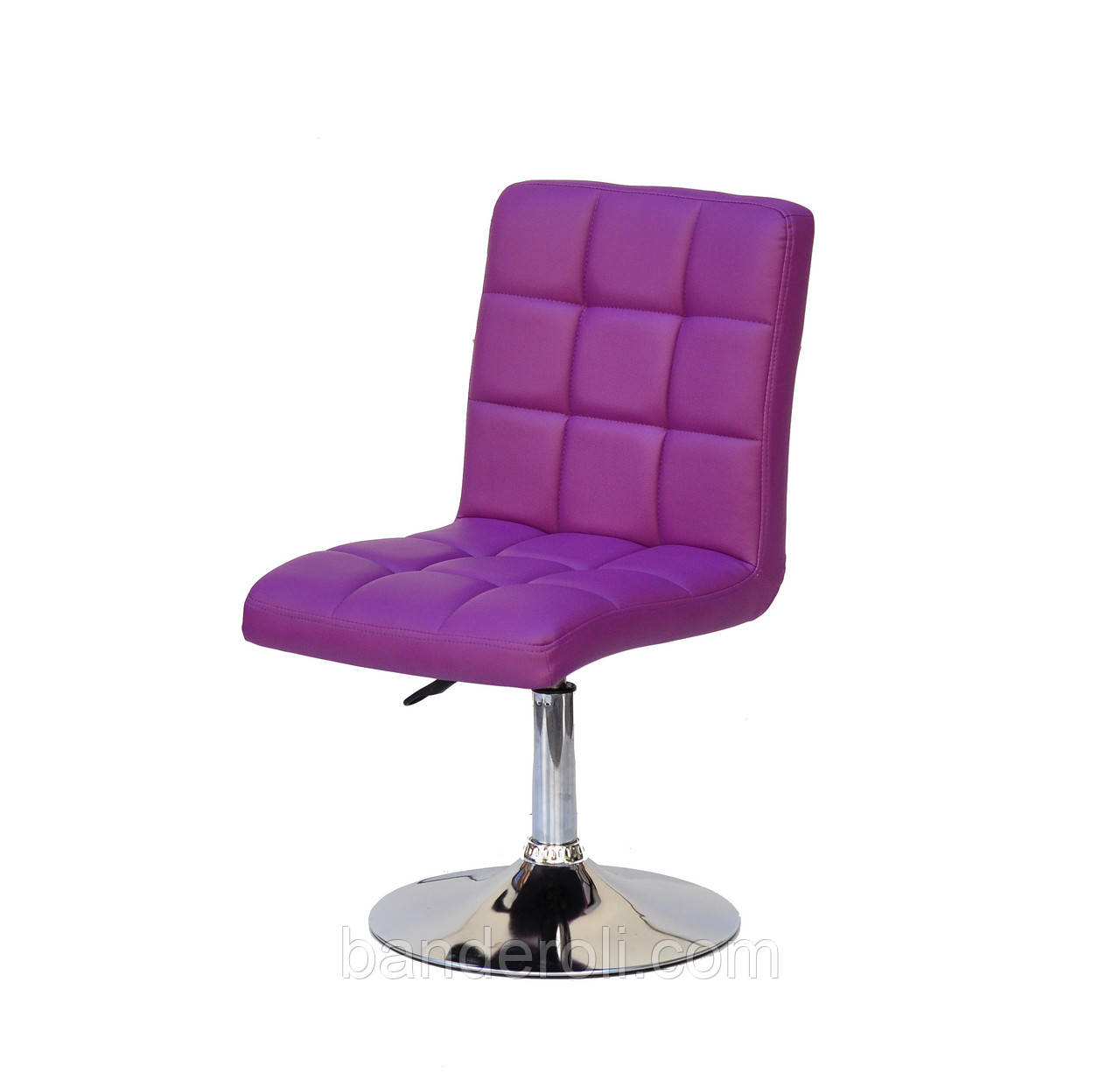 Стілець Augusto CH-Base екокожа пурпурний 1010 хромованою круглої базі з регулюванням висоти, фото 1