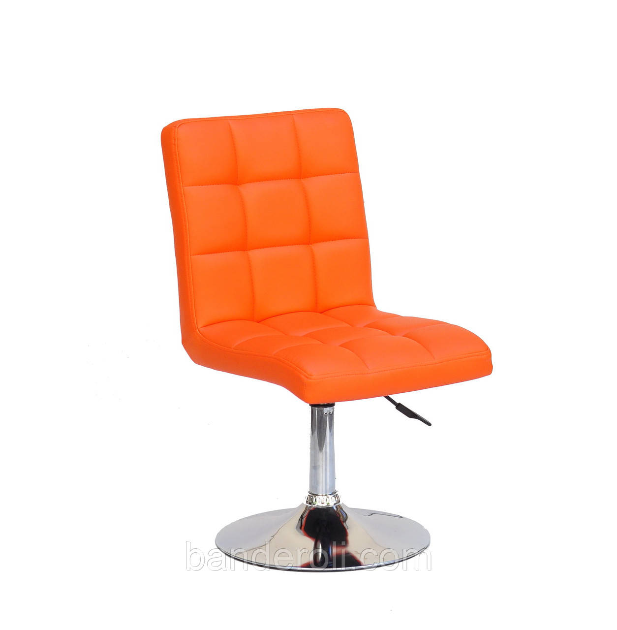 Стілець Augusto CH-Base екокожа оранж 1012 хромованою круглої базі з регулюванням висоти, фото 1