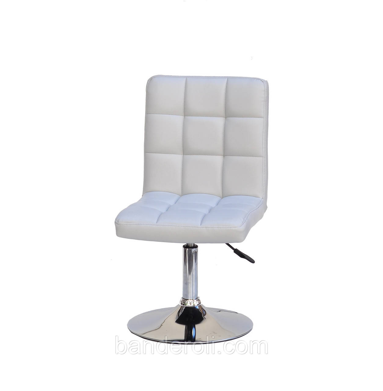 Стілець Augusto CH-Base екокожа сірий 1008 хромованою круглої базі з регулюванням висоти, фото 1