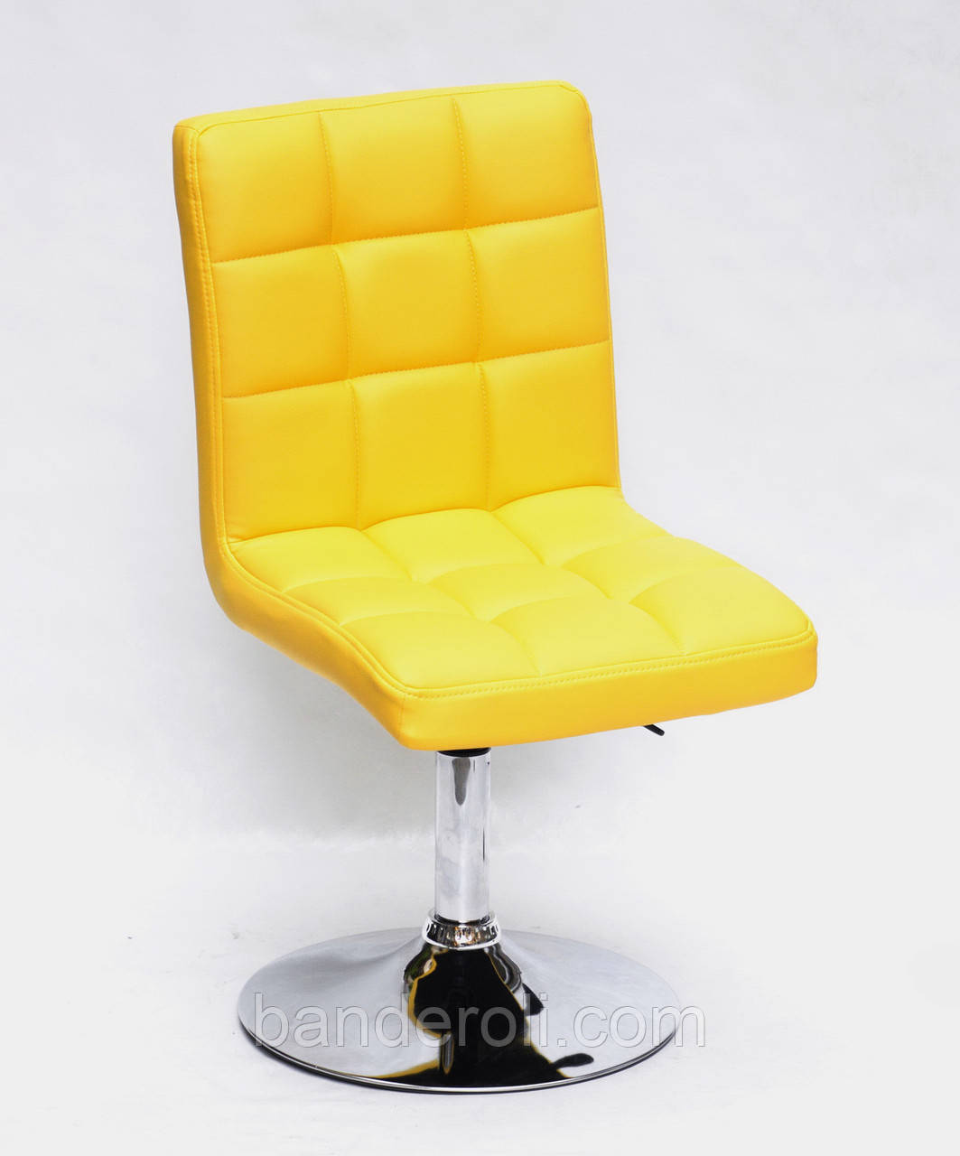 Стілець Augusto CH-Base екокожа жовтий 1006 хромованою круглої базі з регулюванням висоти, фото 1