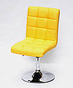 Стілець Augusto CH-Base екокожа жовтий 1006 хромованою круглої базі з регулюванням висоти, фото 4