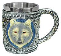 Кружка Волк белый (объемная 3D чашка)