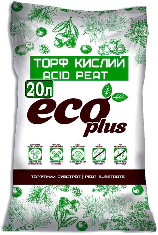 Кислий Торф (для Лохини і Хвойників), Eco Plus, 20л