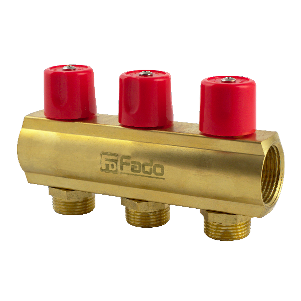 Балка колекторна з вентилями FADO 1"X3/4"/3 (KBV03)