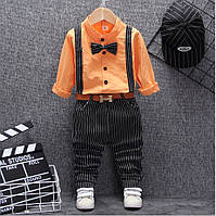 Нарядный костюм с рубашкой, брюками и бабочкой для мальчика на 3- 3,5 года. размеры 110 (98-104)