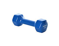 Гантель цельная для фитнеса Profi с виниловым покрытием 2 кг., синяя
