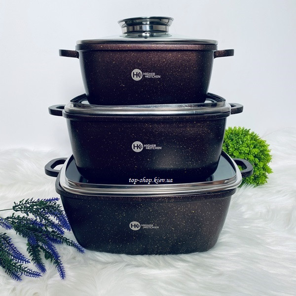 Набір посуду з гранітним покриттям 6 предметів higher kitchen BN-302