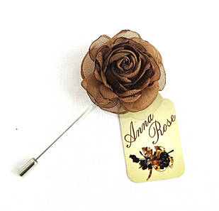 Бутоньєрка квітка ручної роботи на піджак"Шоколадна троянда"