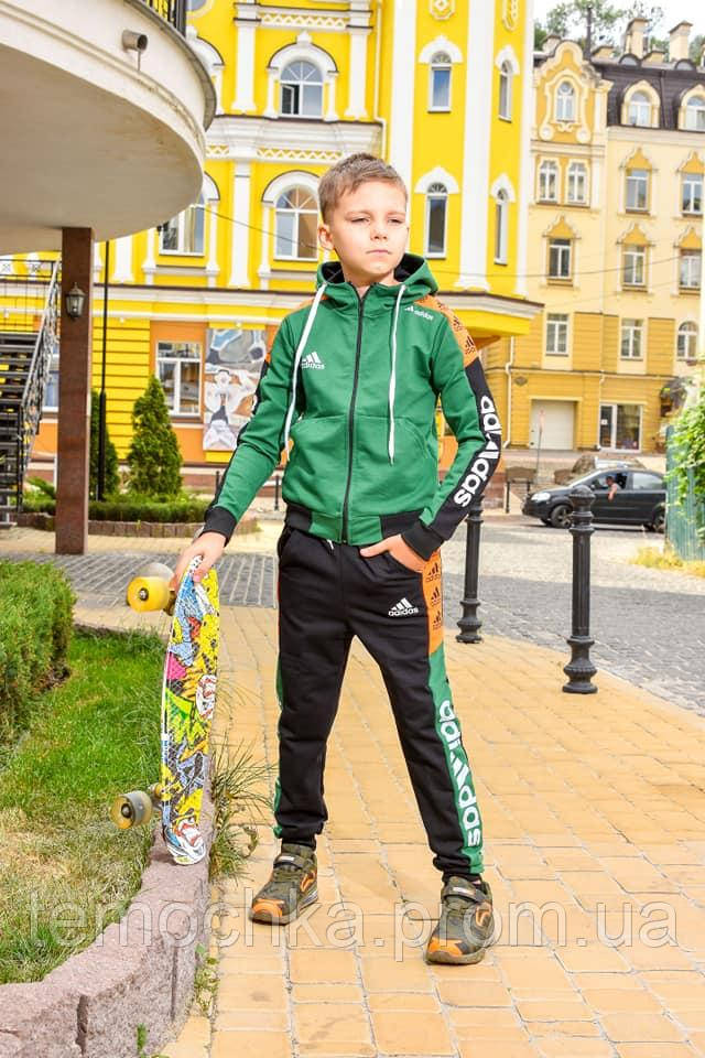 Спортивний дитячий костюм для хлопчика зелений з чорним Adidas Адідас