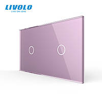 Сенсорная панель выключателя Livolo 2 канала (1-1) розовый стекло (VL-C7-C1/C1-17)