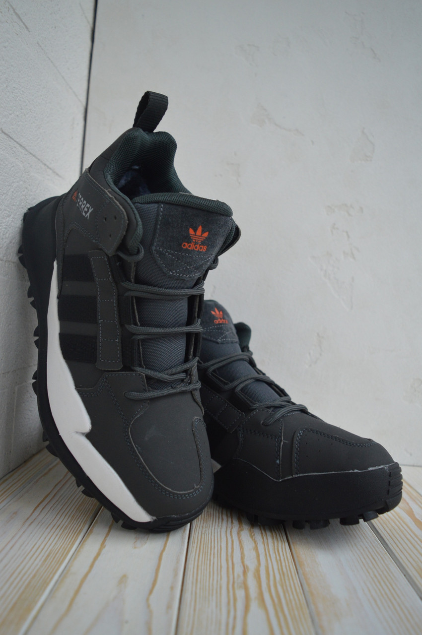 Купить Тёмно-серые мужские полуботинки на зиму Adidas Terrex. тёплая обувь Террекс., цена 1540 ₴ — Prom.ua (ID#1241912308)