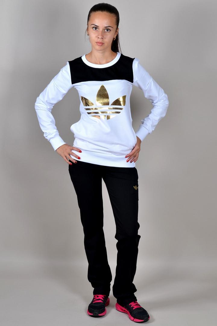 Трикотажний жіночий спортивний костюм Adidas (Адідас) (1376-3) для тренувань, Білий