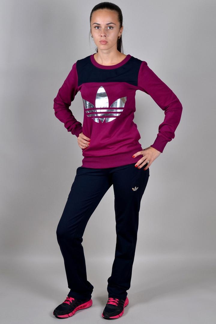 Трикотажний жіночий спортивний костюм Adidas (Адідас) (1376-4) для тренувань, Малиновий