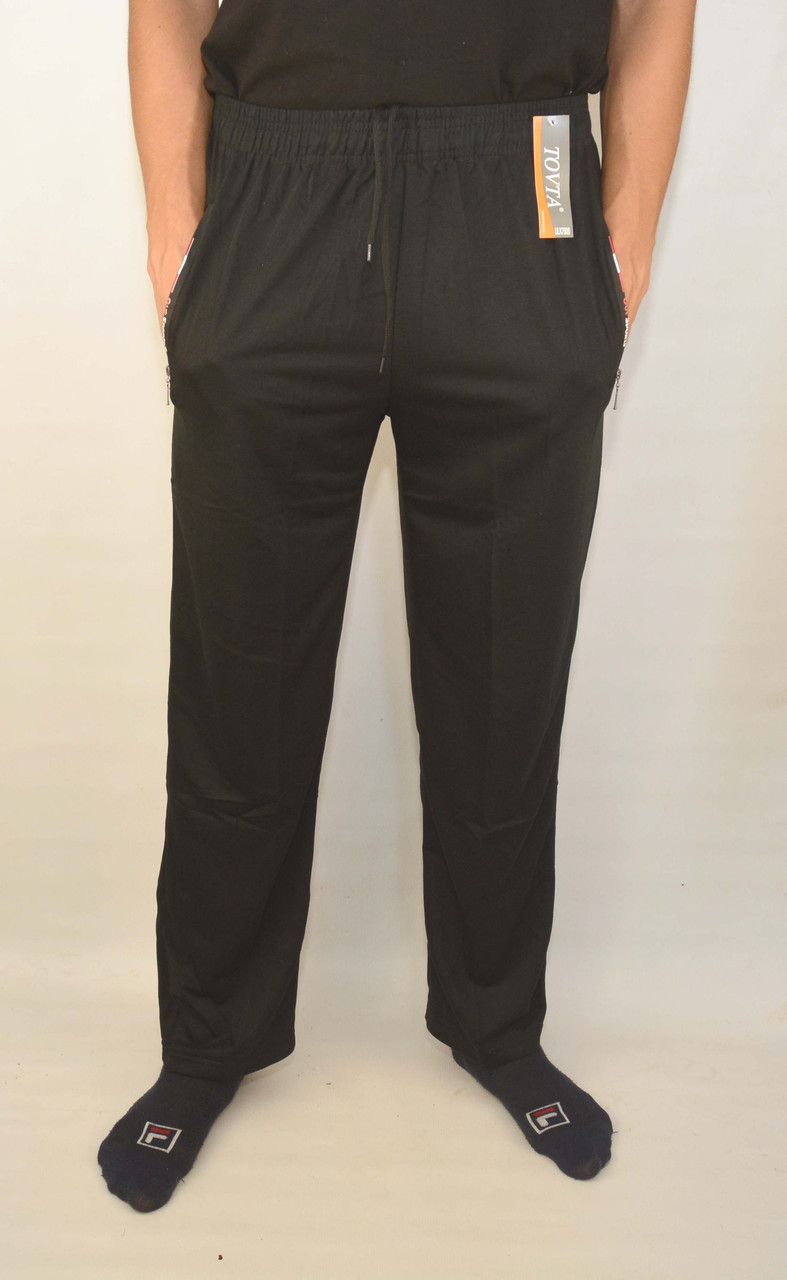 Штани спортивні чоловічі трикотажні Tovta Штани повсякденні для чоловіків зі змійками на кишенях M Чорний