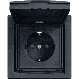 Розетка з кришкою і заземленням IP44 Schneider Electric Asfora Антрацит EPH3100371
