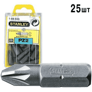 Насадка викруткова шестигранна 1/4" "Pozidriv" PZ2х25мм STANLEY, 25 шт.
