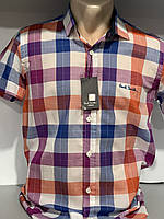 Чоловіча сорочка Paul Smith в клітинку на короткий рукав Slim Fit  Туреччина