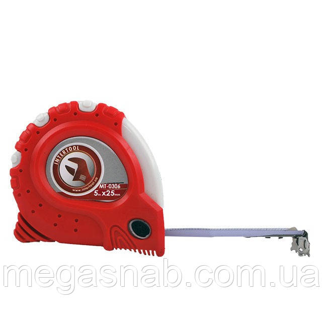 Рулетка 5м Intertool*25мм "Супер магніт" MT-0306, фото 1