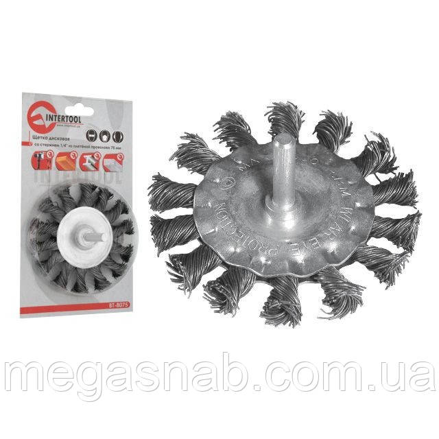 Щітка для дрилі кільцева 100мм 1/4" витий дріт Intertool BT-8100, фото 1