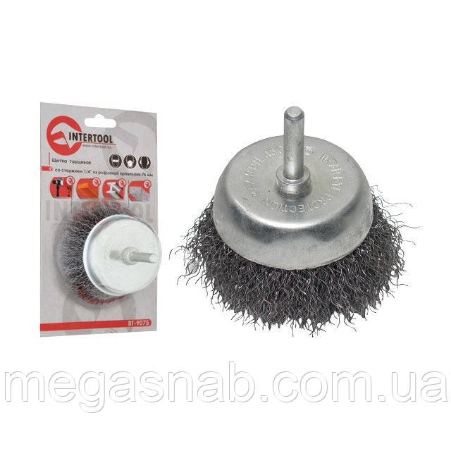 Щітка для дрилі Intertool горня 1/4" рифлена дроту BT-9100, фото 1