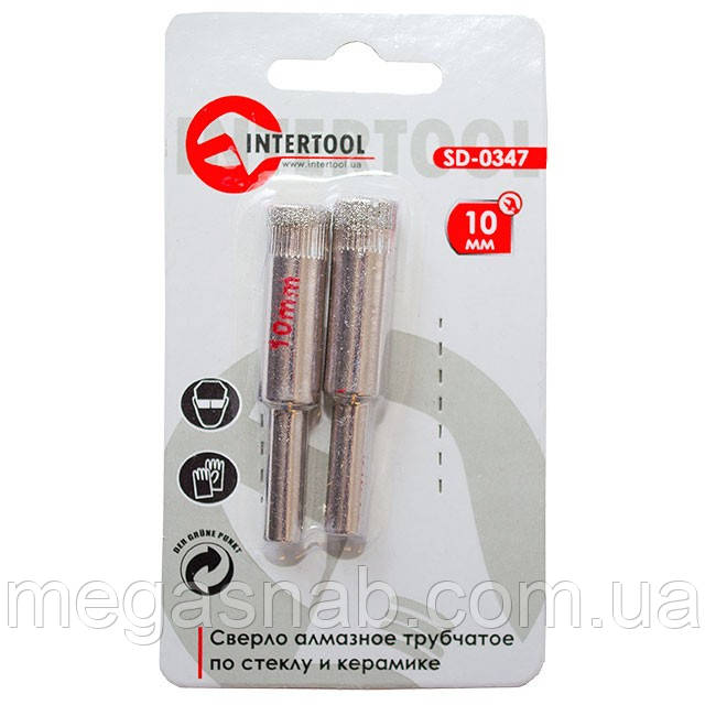 Алмазне свердло трубчасте Intertool 10мм 2шт/уп SD-0347, фото 1