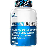 EVL Nutrition, Vitamin D3+K2 (60 капс), витамин D3 + K2, D3 K2