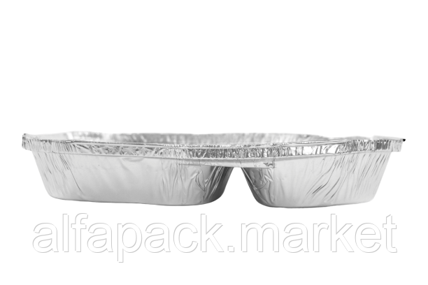 Контейнер двосекційний з алюмінієвої фольги,  R80L (100 шт в упаковці) 010600137