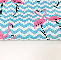 Польська бязь "рожеві фламінго з блакитним зигзагом на білому", фото 2