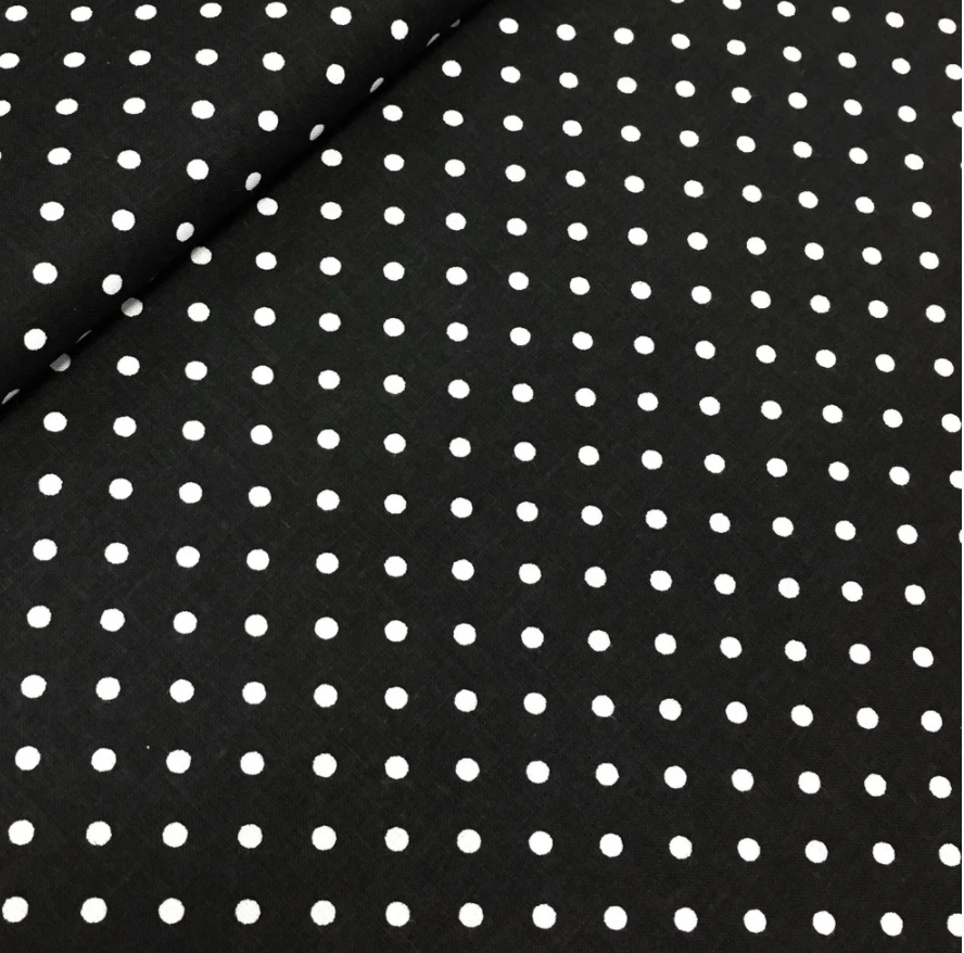 Польська бязь "горох білий на чорному 4 мм", фото 1