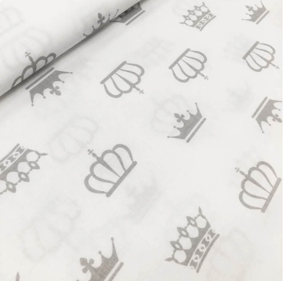 Польська бязь "корони класичні сірі на білому", фото 1