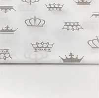 Польська бавовняна тканина "корони класичні сірі на білому", фото 3