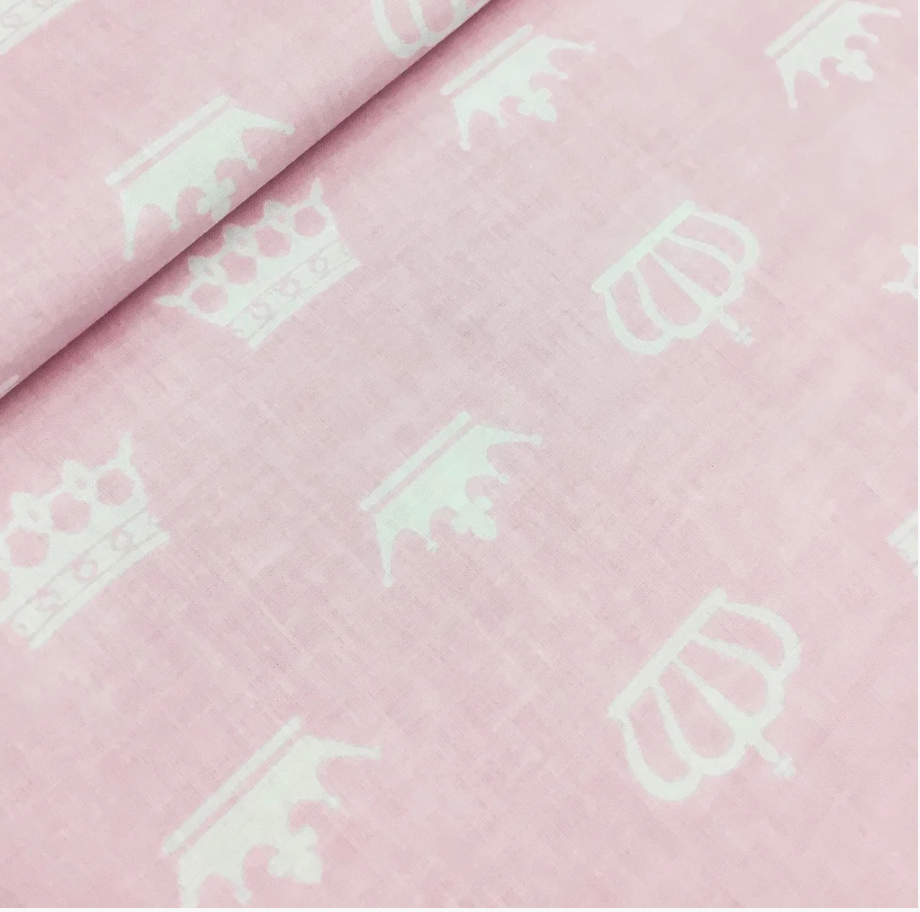 Польська бязь "корони класичні білі на рожевому", фото 1