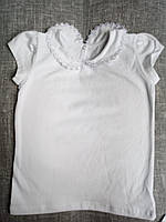 Блуза для девочки ростом 122 см белая трикотажная