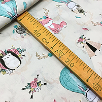 Польська бязь "Лисички, зайчики, їжачки з кулями на молочному", фото 2