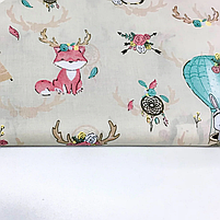 Польська бязь "Лисички, зайчики, їжачки з кулями на молочному", фото 3