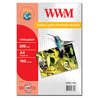 Фотобумага WWM глянцевая 200г/м кв, A4, 100л (G200.100)