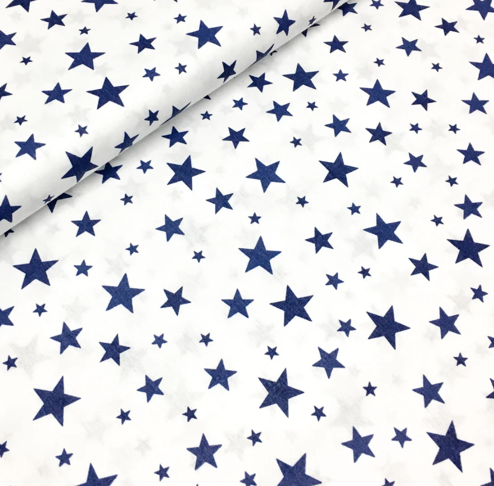 Польська бязь "зоряна розсип темно-синій на білому", фото 1